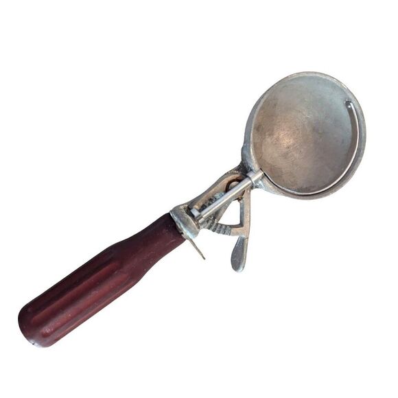 Vintage 1950s Metal Ice Cream Scoop by Peerless 8.75-inch Red Wood Handle Works - Picture 1 of 7